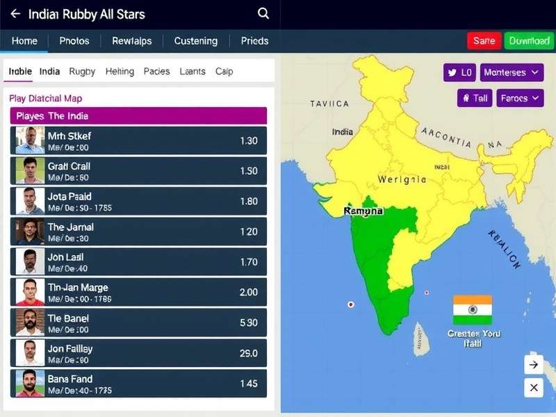 Indian Rugby All Stars Player Distribution Map